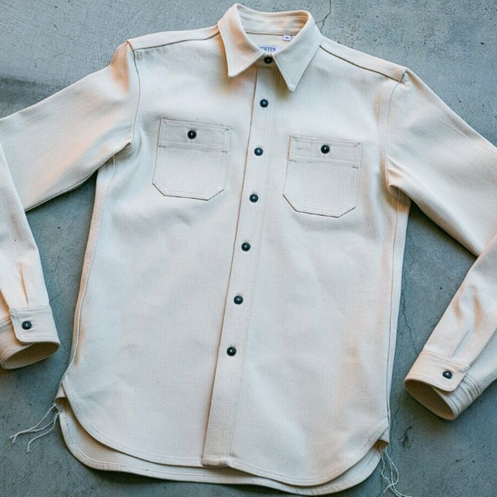 Gustin 12oz Cone Mills Heavweight natural/Ecru selvedge shirt XXL Slim Fit